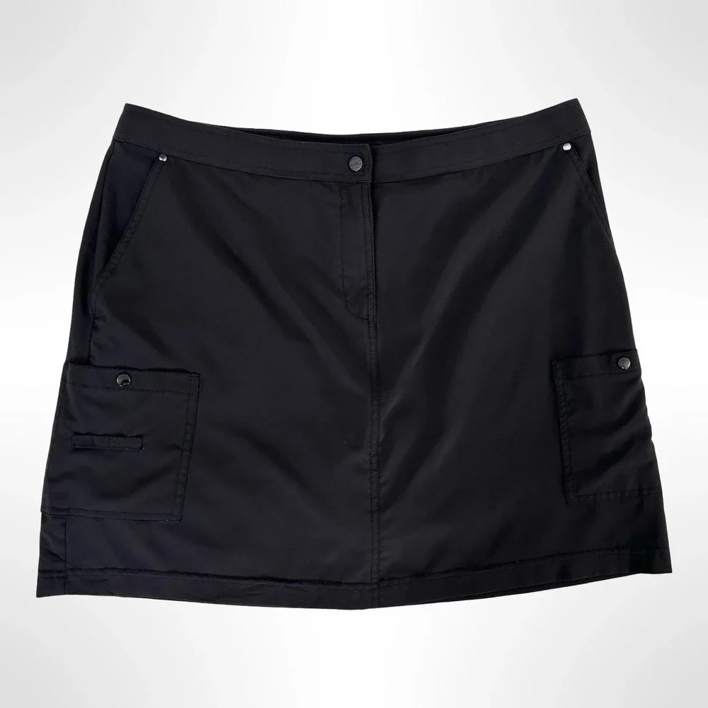 Chico's Zenergy Golf Skort Womens XL Black Stretch Cargo Pockets Built In Shorts